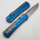 Microtech Glykon Stonewash Tanto w/ Blue Handles & Bead Blast Overlay 185-10BL