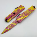 Microtech Cypher II D/E Corvette Yellow/Pink Splatter Signature Series 1242-1CYPKSPLS