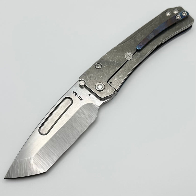 Medford Knife Slim Midi LH Left Handed Tumbled Tanto S45 w/ Flamed/Tumbled Handles