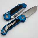 Microtech Knives LUDT Gen III Stonewash Partial Serrated Tanto w/ Blue Handle 1136-11BL