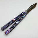 Poikilo Blade PM 1 Tanto Balisong Full Dress ZircuTi Handles w/ Mother of Pearl Inlays & Baker Forge Volcanic River