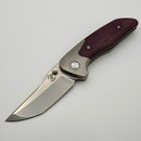 Mechforce & Barker Knives Collab Hokkaido w/ Titanium & Burgundy Micarta Handle & MagnaCut