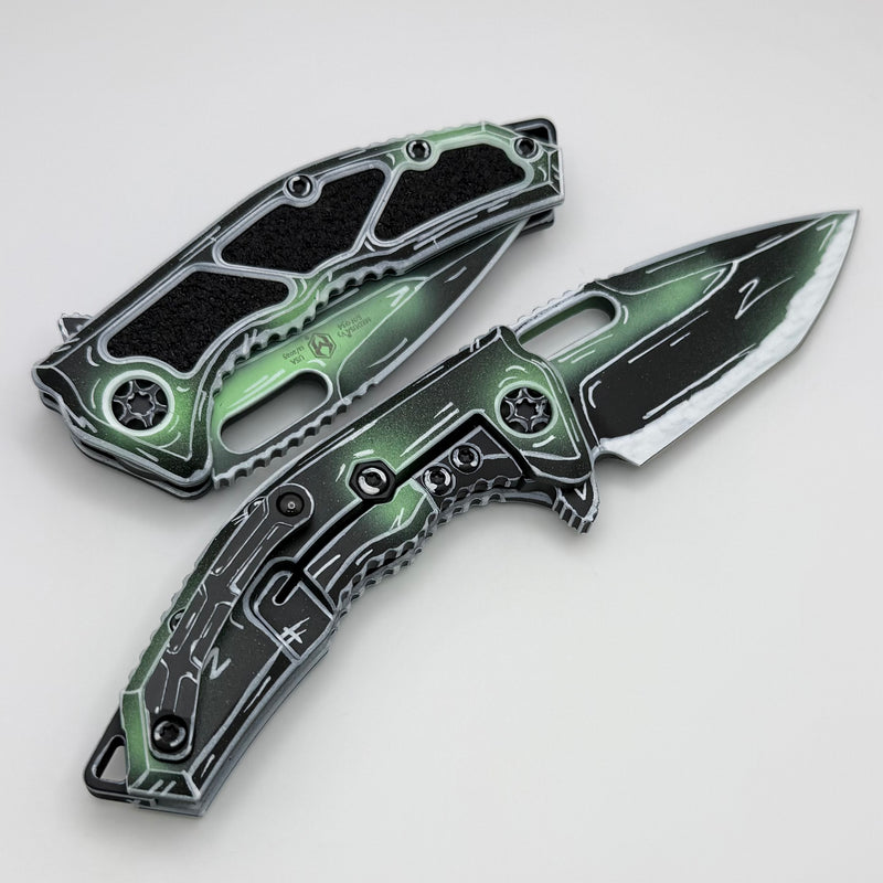 Heretic Knives Medusa Negative Cel Shade Toxic Green Handles w/ MagnaC