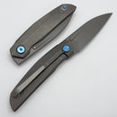 Reate Knives VK-ANUB Darkwash Titanium Handles w/ Blue Accents & Darkwash Elmax