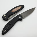Pro-Tech Cambria Custom Manual Black Aluminum Handles w/ Maple Burl Inlay & Chad Nichols Damascus Custom 005