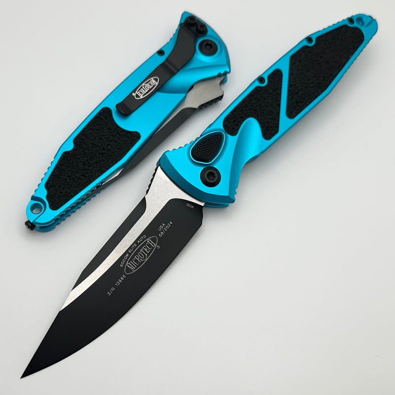 Microtech Socom Elite Auto Black S/E Turquoise Standard 160A-1TQ