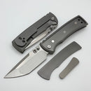 Chaves Knives Redencion 229 w/ Stonewash Titanium Integral Handle w/ Magnetic Ti Inlays & Belt Finish Tanto M390