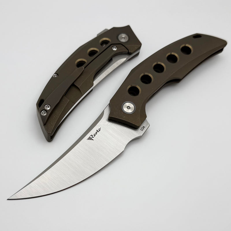 Reate Knives Velocity Tashi Bharucha Bronze Titanium Handles & Elmax