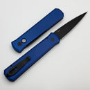 Pro-Tech Godfather Blue Handle w/ Black Lip Pearl Button & Black 154-CM Blade