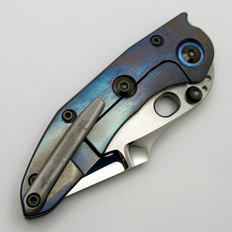 Marfione Custom Knives & Borka Blades Stitch Cosmic w/ Tritium Inlaid Double Star Ground Mirror Polish