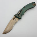 Microtech Amphibian Mini RAM LOK Antique Green Titanium Slab & Serrated Bronze M390MK w/ Bronze Accents 137MRL-14MS1