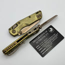 Microtech Marfione Select MSI RAM LOK Mini Slab Antique Gold w/ Bronze Accent & Plain Edge Bronze M390MK 210M-13MS4