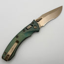 Microtech Amphibian Mini RAM LOK Antique Green Titanium Slab & Serrated Bronze M390MK w/ Bronze Accents 137MRL-14MS1