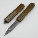 Microtech Dirac Double Edge Apocalyptic Full Serrated & Tan Handle 225-12APTA