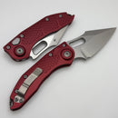 Microtech Borka Stitch Single Edge Stonewash Standard w/ Merlot Handles 169-10MR