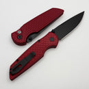 Pro-Tech TR-3 Integrity Manual Red Relic Aluminum Handle w/ Black Lip Pearl Button & DLC MagnaCut