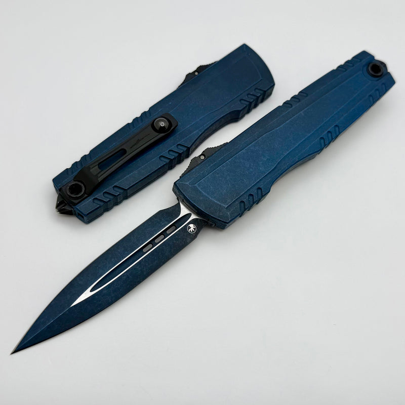 Microtech Luminary D/E Weathered Blue Signature Series 1270-1WBLS