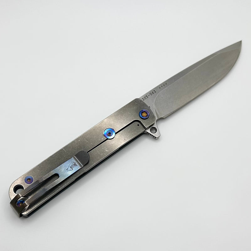 Medford M-48 Blue Aluminum Handle w/ Tumbled Spring & Flamed Hardware/Clip & Tumbled S45VN