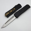 Medford Knife OTF Praetorian S45 Tumbled Tanto & Black Aluminum w/ Bronze Hardware