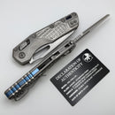 Microtech Marfione Select MSI RAM LOK Frag Titanium Handles w/ Double Vapor Blast & Blue Accents & Part Serrated Stonewash M390MK 210-11FRMS2