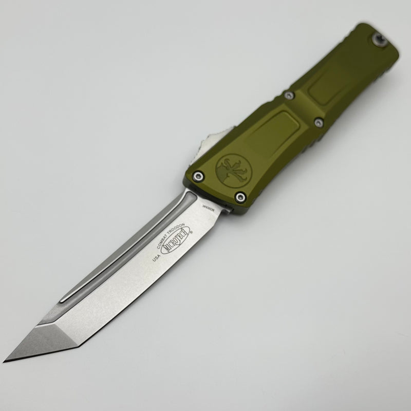 Microtech Knives Combat Troodon Gen III Stonewash Tanto w/ OD Green Handle 1144-10OD