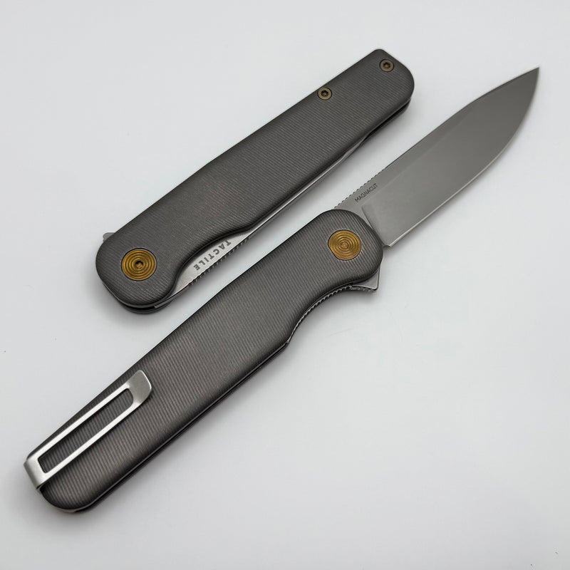 Tactile Knife Rockwall Flipper V2 w/ Darkwash Handles & Satin MagnaCut