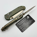 Marfione Select Microtech LUDT Ram-Lok w/ Antique Green Slab Side Titanium Handles w/ Bronze Accents & Full Serrated Bronze Tanto 1136RLS-15MS1