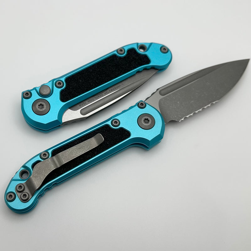 Microtech Knives LUDT Gen III Apocalyptic Partial Serrated Drop Point w/ Turquoise Handle 1135-11APTQ