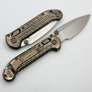 Marfione Select Microtech LUDT Ram-Lok w/ Flamed Grooved Titanium Handles w/ Blue Accents & Stonewash Drop Point 1135RLG-10MS4