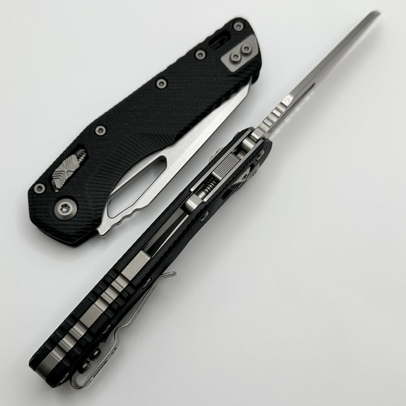 Microtech Knives MSI RAM LOK Black Fluted G-10 & Partial Serrated Stonewash M390MK 210-11FLGTBK