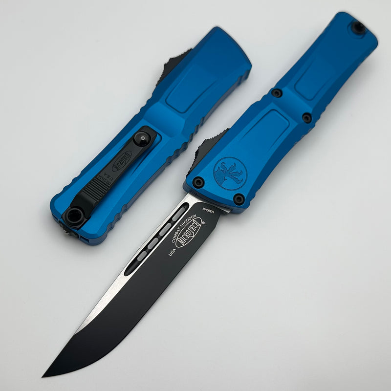 Microtech Knives Combat Troodon Gen III Black S/E w/ Blue Handle 1143-1BL