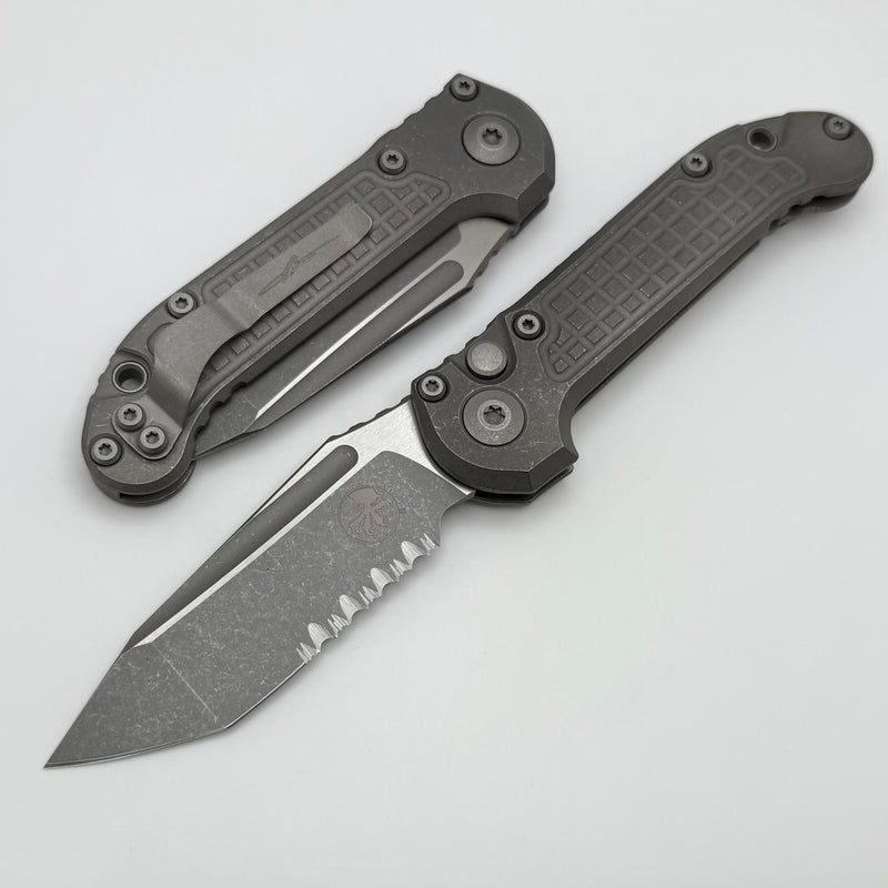 Microtech Knives LUDT Gen III Apocalyptic Tanto Titanium Frag Handles & Partial Serrated Apocalyptic M390MK 1136-11APFRMS1