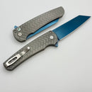 Pro-Tech Malibu Stonewash Tread Stainless Handle w/ Abalone Button & Sapphire Blue MagnaCut Reverse Tanto