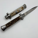 Frank B Italian Stiletto 9" w/ Dagger Single Edge Blade & Stag Handles