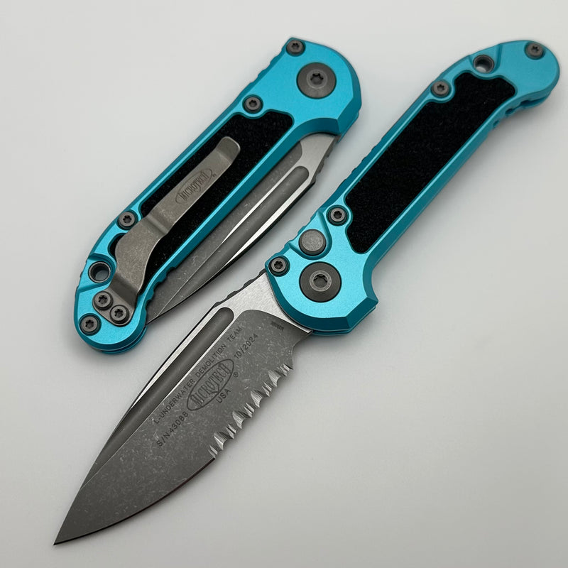 Microtech Knives LUDT Gen III Apocalyptic Partial Serrated Drop Point w/ Turquoise Handle 1135-11APTQ