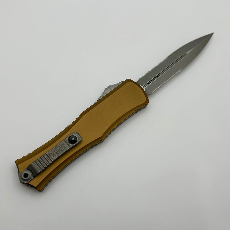Microtech Knives Mini Hera Apocalyptic Partial Serrated Double Edge M390MK w/ Tan Handle 1702M-11APTA