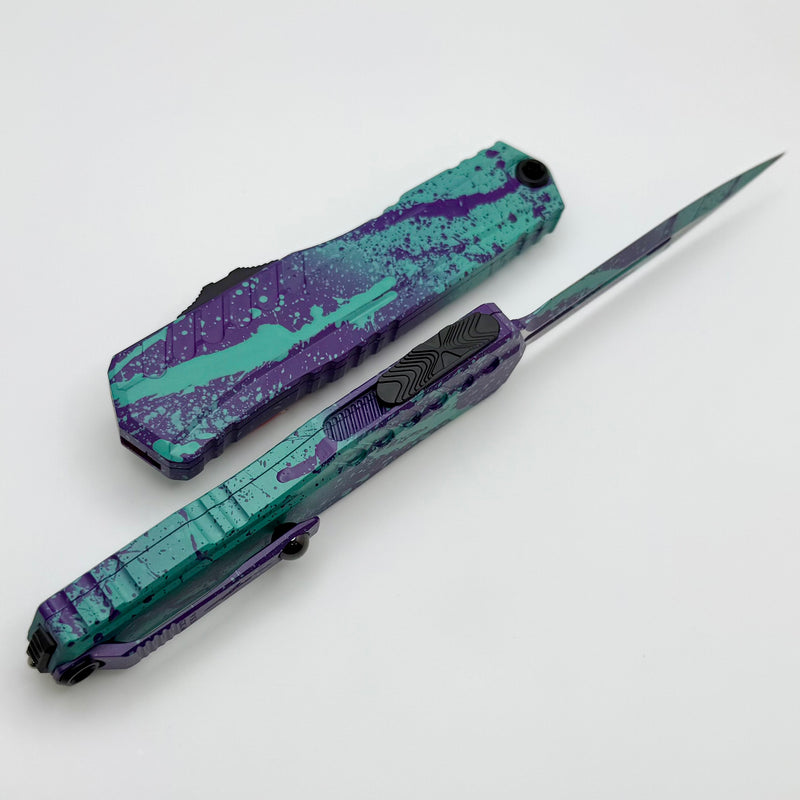 Microtech Cypher II D/E Baja/Purple Splash Signature Series 1242-1BJPUSPLS