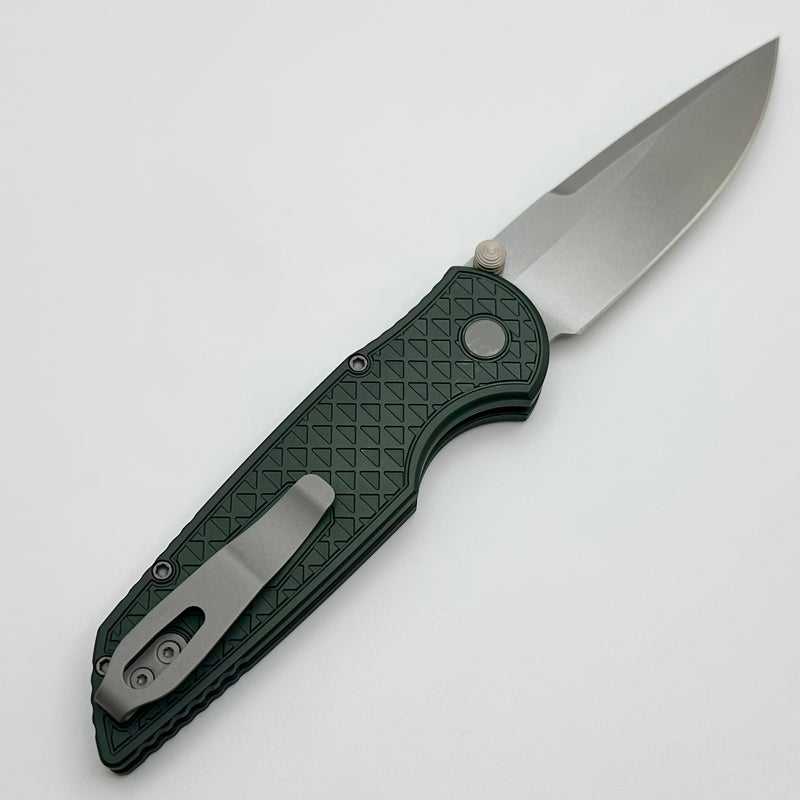 Pro-Tech TR-3 Integrity Manual Green Aluminum Relic Handles w/ Stonewash S35 INT105-GREEN