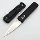Pro-Tech Godson w/ Black Handle & Mother of Pearl Button w/ Satin 120CV Blade 721-MOP 20CV