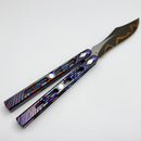Poikilo Blade PM 1 DAO Balisong Full Dress ZircuTi Handles w/ Mother of Pearl Inlays & Baker Forge Volcanic River