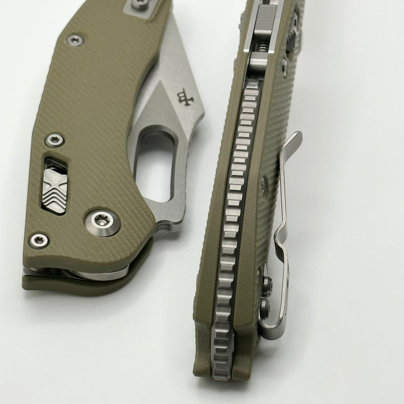 Microtech Knives Manual Stitch RAM LOK Fluted OD Green G-10 & M390MK 1