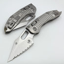 Microtech Marfione Select Manual Stitch RAM LOK Titanium Frag Handles & Full Serrated Stonewash M390MK w/ Double Vapor Blast & Bronze Accents 169RL-12FRMS1