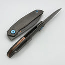 Reate Knives VK-ANUB Darkwash Titanium Handles w/ Blue Accents & Darkwash Elmax