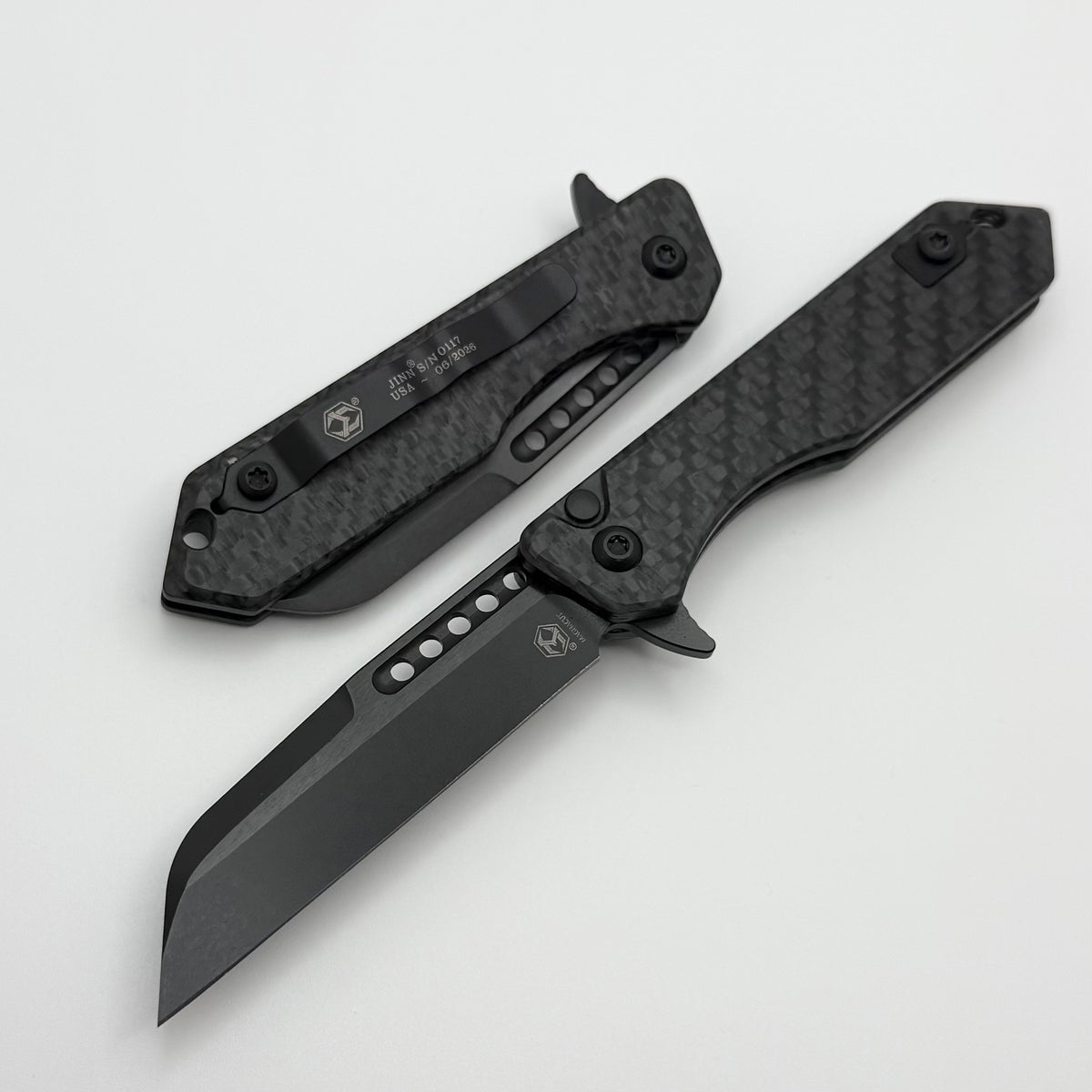 Heretic Knives M/A Jinn Flipper w/ Glow Carbon Fiber Handles & DLC Mag