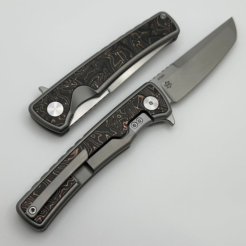 Mechforce Kilby Shard Titanium Integral Handle w/ Copper Foil Carbon Fiber Inlays & Stonewash M390