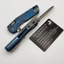 Microtech Marfione Select MSI RAM LOK Mini Slab Side Antique Blue Titanium Handles w/ Blue Accents & Apocalyptic M390MK 210M-10APMS2