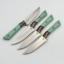 Microtech Steak 4 Piece Set Caribbean Blue G-10/Titanium Bolster Handle w/ Stonewash M390MK 3600B-12SETCA