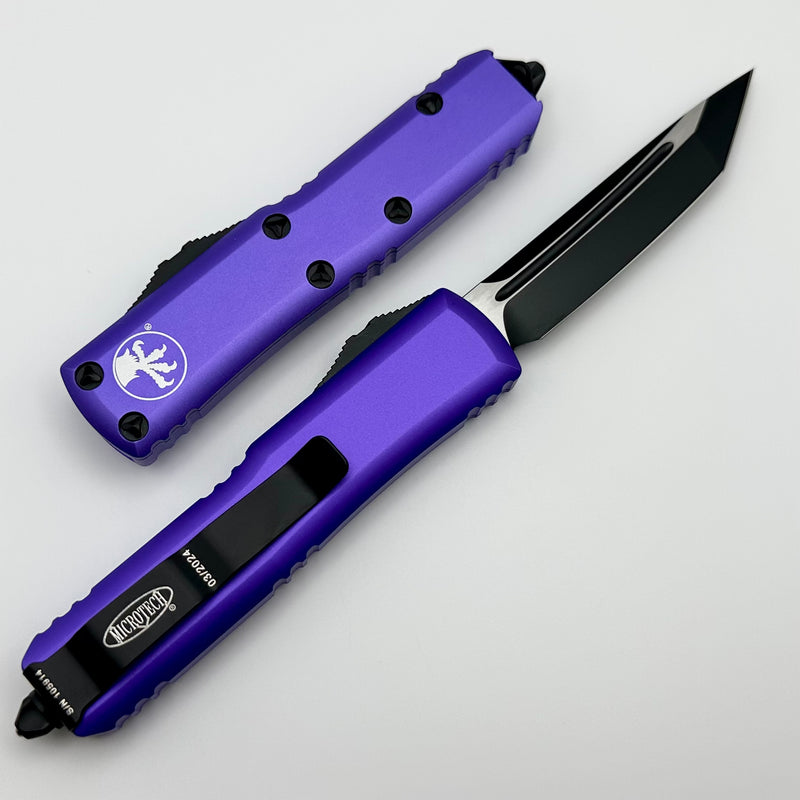 Microtech UTX-85 Purple Handles w/ Black Tanto 233-1PU