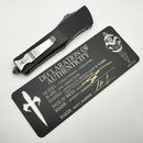 Marfione Custom Knives Combat Troodon Interceptor Mirror Polish w/ Hefted Black Handle & Flamed Hardware