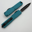 Microtech Ultratech Gen IV D/E Double Full Serrated Black Tactical w/ Cyan Handle 11224-D3CN